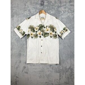 Ky's Made in Hawaii Cotton White Hibiscus Hawaiian TShirt Floral Made in USA